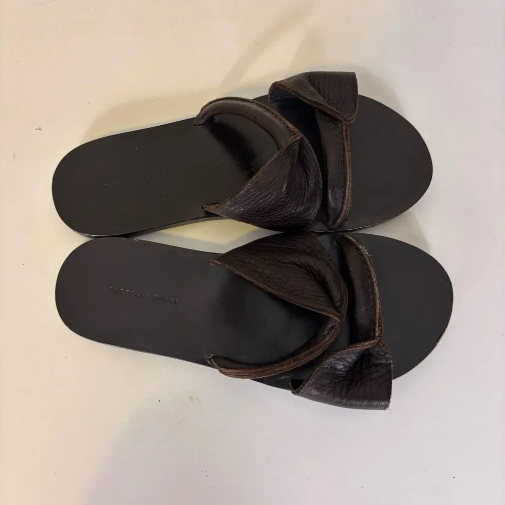 Bottega Veneta Brown Leather Double Strap Sandals 37 = 7 - Picture 5 of 7